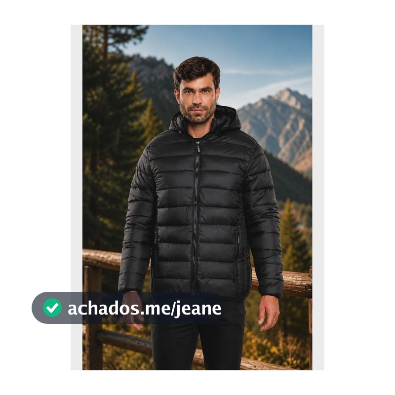 Jaqueta Bobojaco Masculino Puffer Inverno Sem Pelo Inverno Preto M Liso