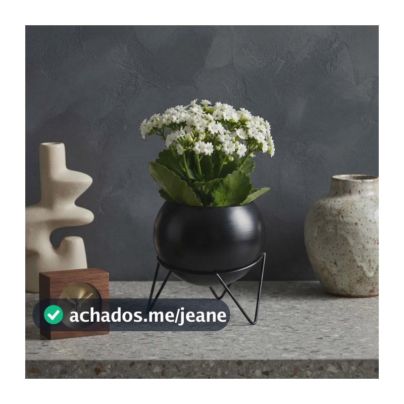 Vaso Cachepô Alumínio Decorativo De Mesa Moderno Plantas Preto