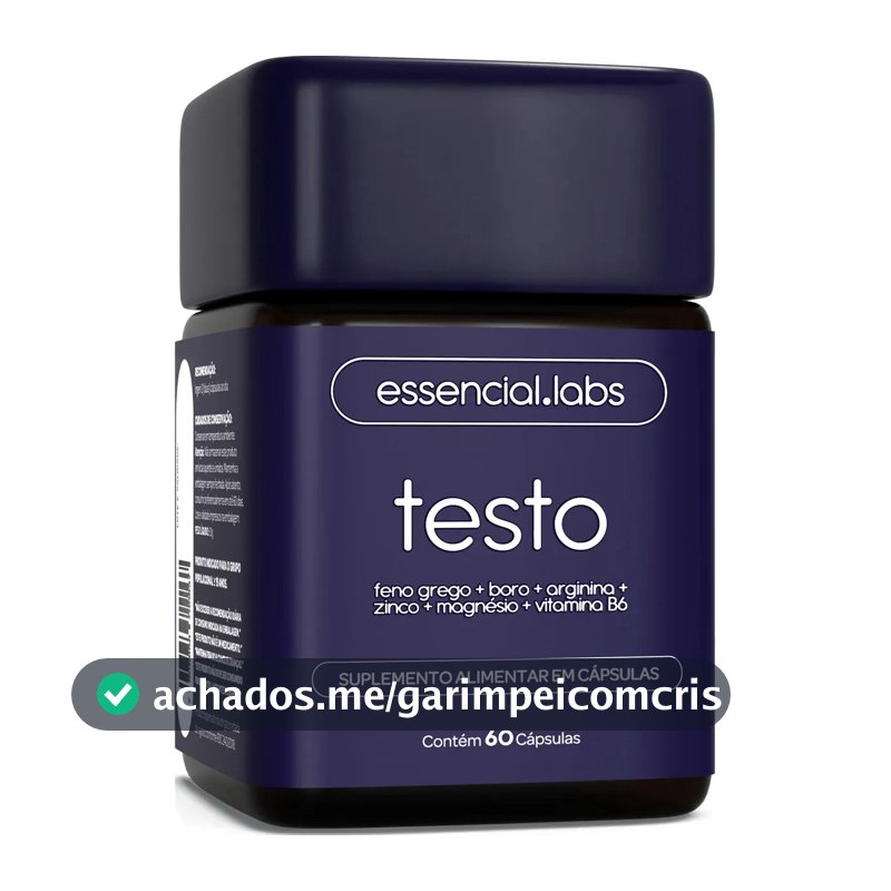 TESTO ESSENCIAL - Fórmula Exclusiva com Feno Grego + Boro + Arginina + ZMA + Vitamina B6 - 60 cápsulas