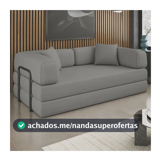 Sofá Cama Colchão Casal Compact Air Confortável Moderno Sala Cinza Claro Balaqui Decor