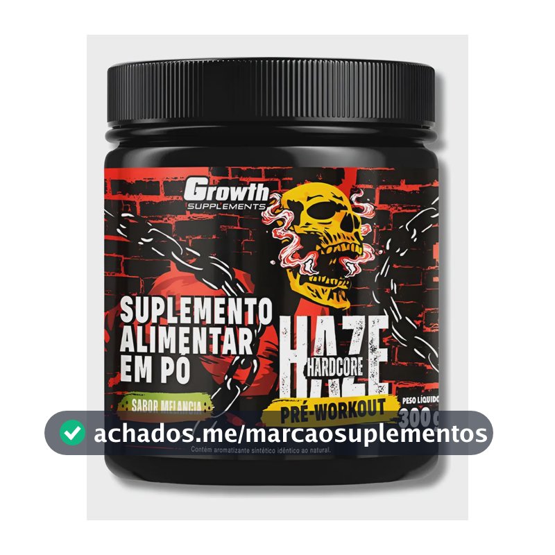 Growth Pré-treino 300g Haze Mais Energia No Treino Sabor Melancia