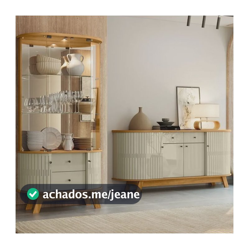 Conjunto Buffet Mônaco E Cristaleira Moss Ec Cumaru/opala