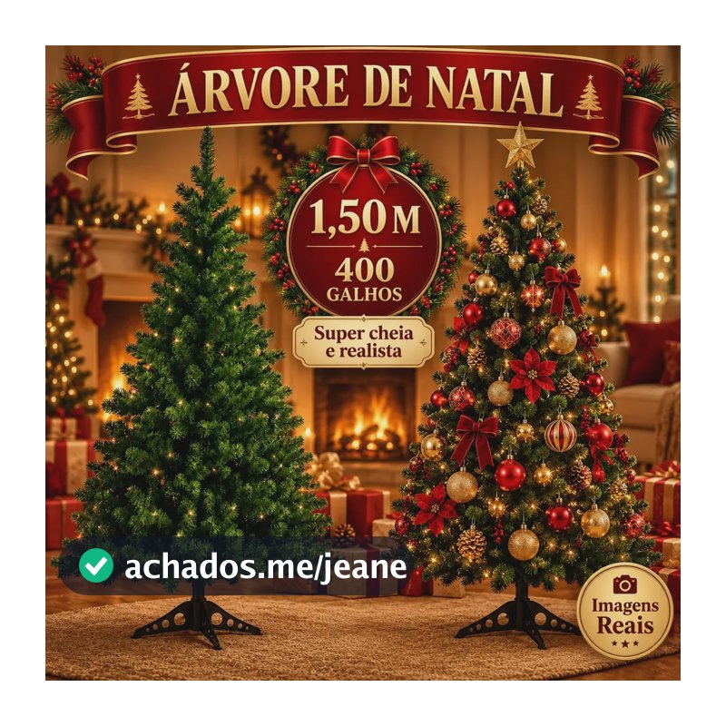 Árvore De Natal Tradicional Pinheiro Luxo 1.50m 400 Galhos Cheios Montagem Rápida Decorativa Natalina Luzes de Natal