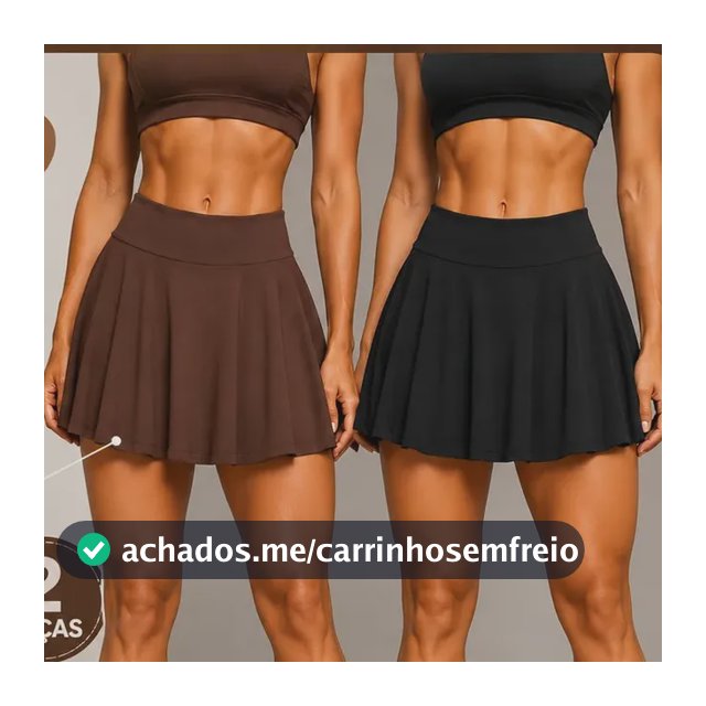 Kit 2 Short Saia Academia Feminino Cós Alta Legging Fitness Preto/marrom G