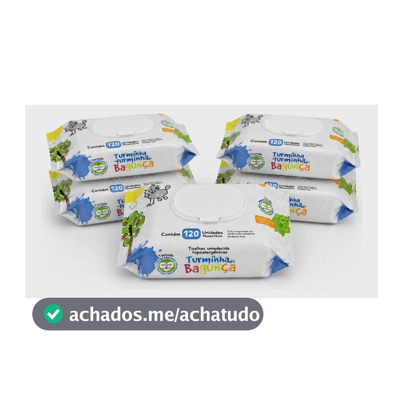 Kit 5 Pctes Toalhas Umedecidas Para Bebê Turminha 120 Folhas