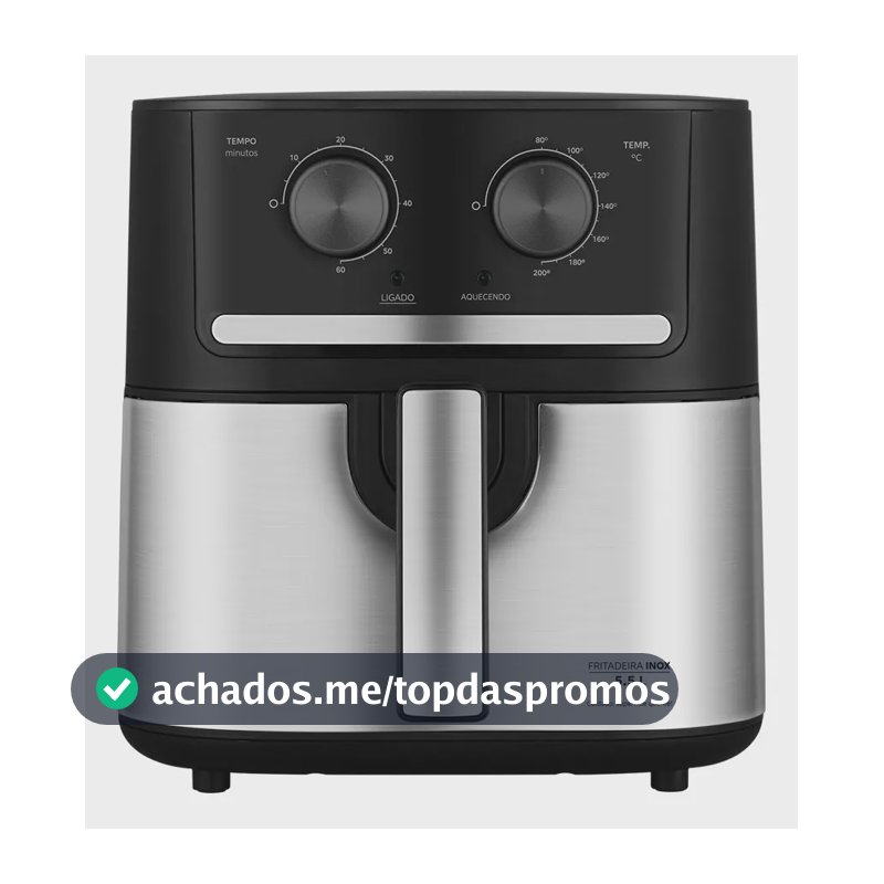 Fritadeira Air Fryer 5,5l Cyclone Preto E Inox Midea