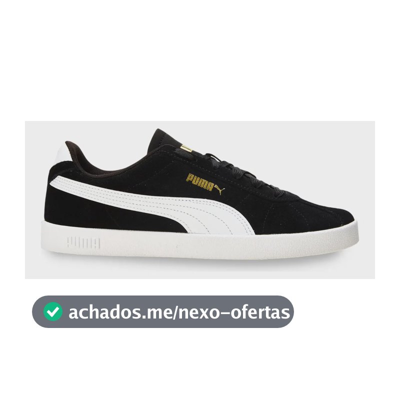 Tênis Masculino E Feminino Club Ii Puma Puma Black-puma White-puma Gold Geométrico 41 Br