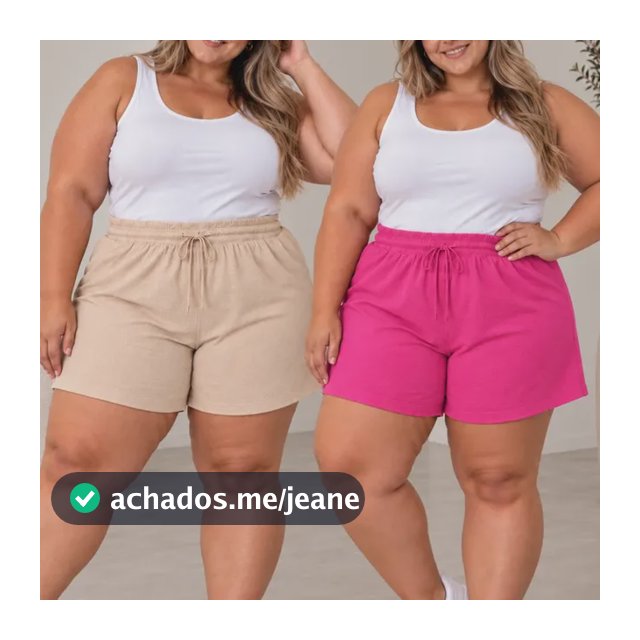 Kit 2 Short Feminino Plus Size Cintura Alta Gg G1 G2 G3 G4