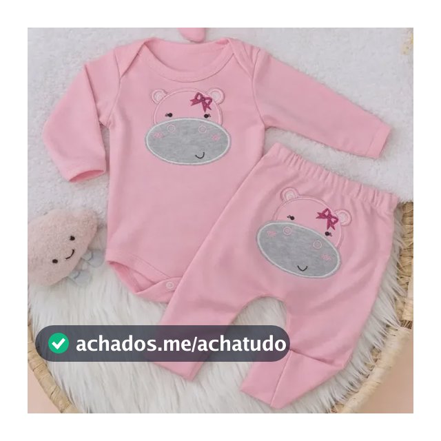 Conjunto Bebê Menina Algodão Body Manga Longa Mijão Bordado