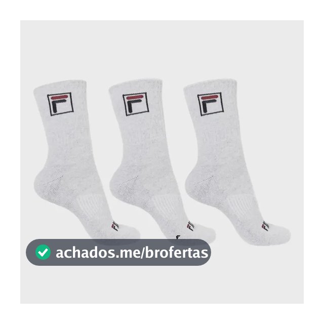 Kit Tripack Meia Fila Cano Alto Fbox Masculina Branca Meias Brancas Logo 39-43