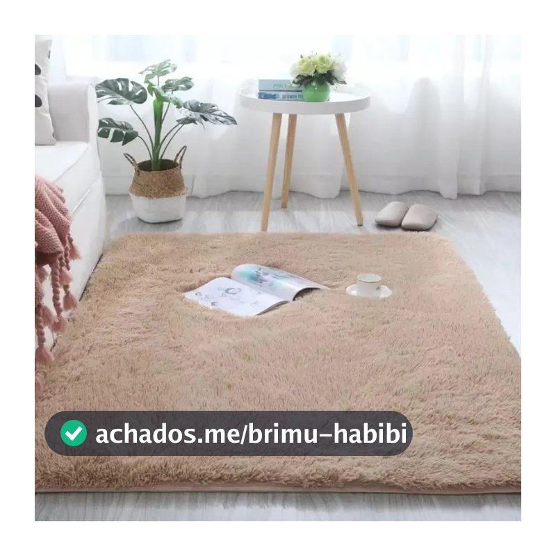 Tapete Carpete Sala Peludo Quarto Saldão 1,5x2 Luizatex Cor Bege Desenho do tecido Pelo Alto