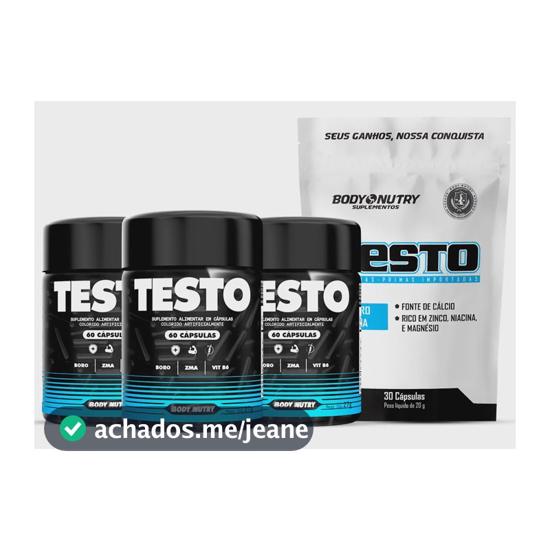 3x Testo 60 Cápsulas + 30 Cáps Sabor Without Flavor - Body Nutry