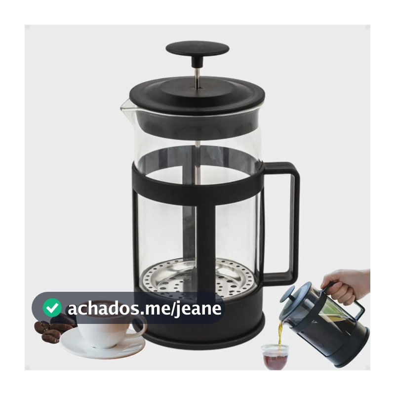 Prensa Francesa Cafeteira 600 Ml Café Gourmet Leite Cremoso Preto