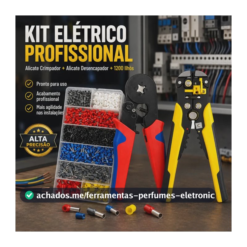 Kit Elétrico Profissional Com Alicate Decapador Fios + Alicate Crimpador + 1200 Ilhós Profissional Alicates Kit Eletricista Profissional Ferramentas Etetricista Portátil Prático Eficiente Hexon