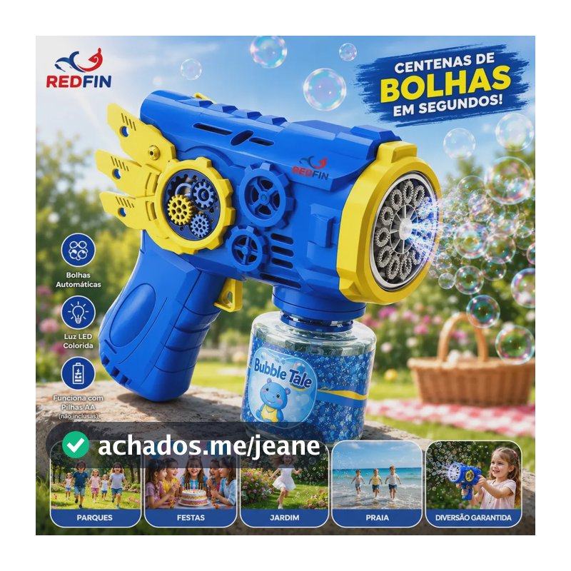 Pistola Lança Bolhas De Sabão Automática Azul Com Luz Para Crianças