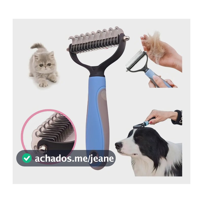 Removedor De Sub Pelos Rake Desembolador Banho Pet 26 Dentes Cor Rosa E Cinza - G