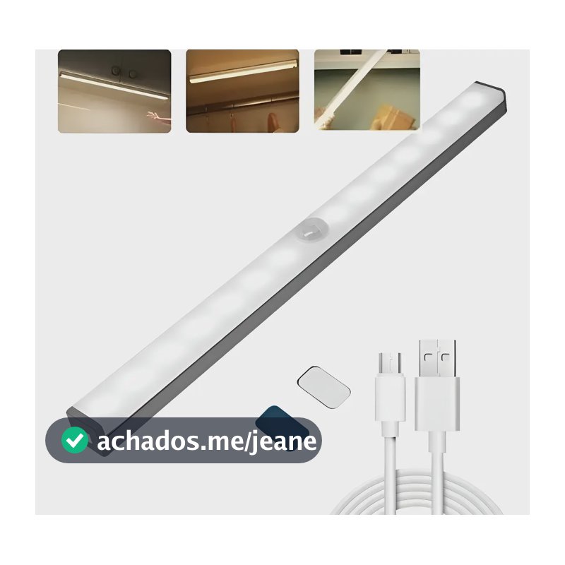 Luminária Led Sensor Presença Recarregável Usb Branco Branco-frio 127/220v