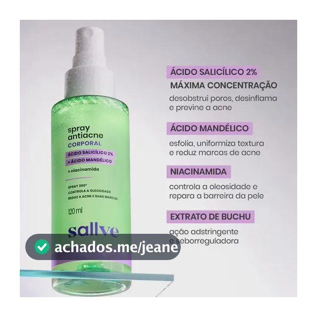 Spray Antiacne Corporal Com Válvula 360° 120ml Sallve Neutra