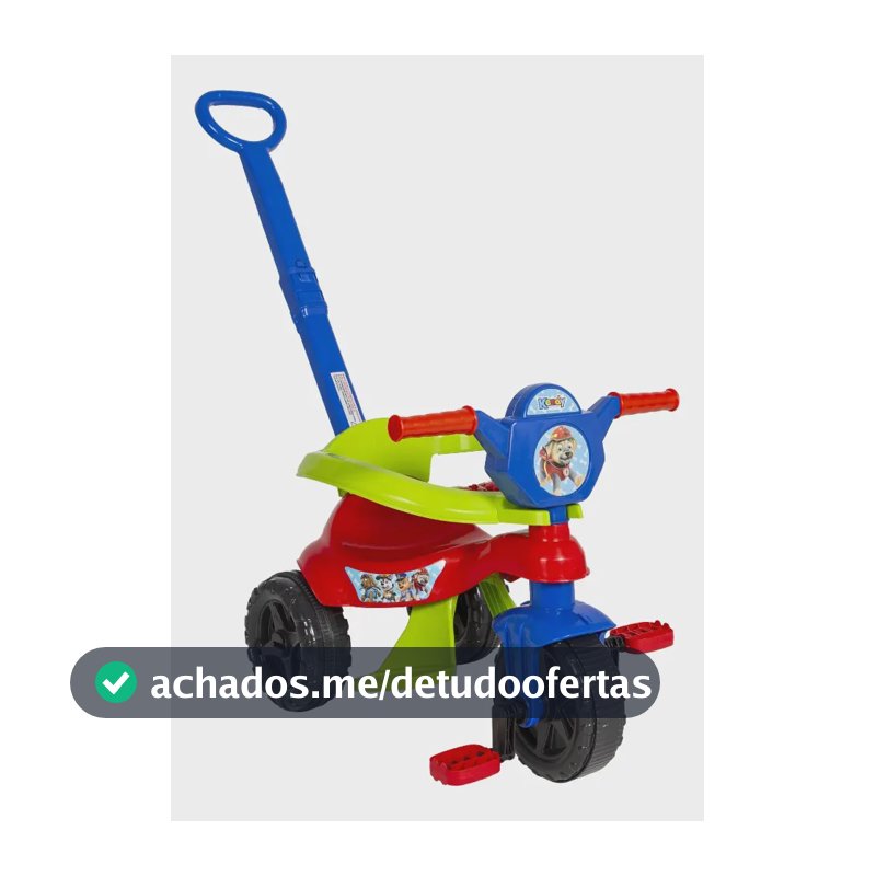 Triciclo Motoca Kemotoca Kendy Baby Dog Suporta 16kg Com Empurrador Cor Rojo y Azul