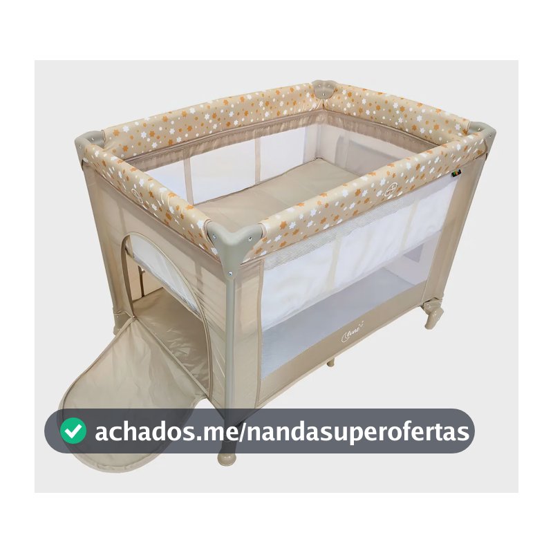 Berço Portátil Infantil Cercado Desmontável Lune Maxi Baby - BEGE
