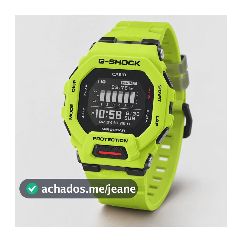 Relógio Masculino Casio G-shock Digital G-squad Gbd-200-9dr Verde-limão Preto
