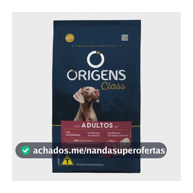 Ração Origens Class Premium Especial Cão Adulto Seca Carne e Frango 15kg Adimax