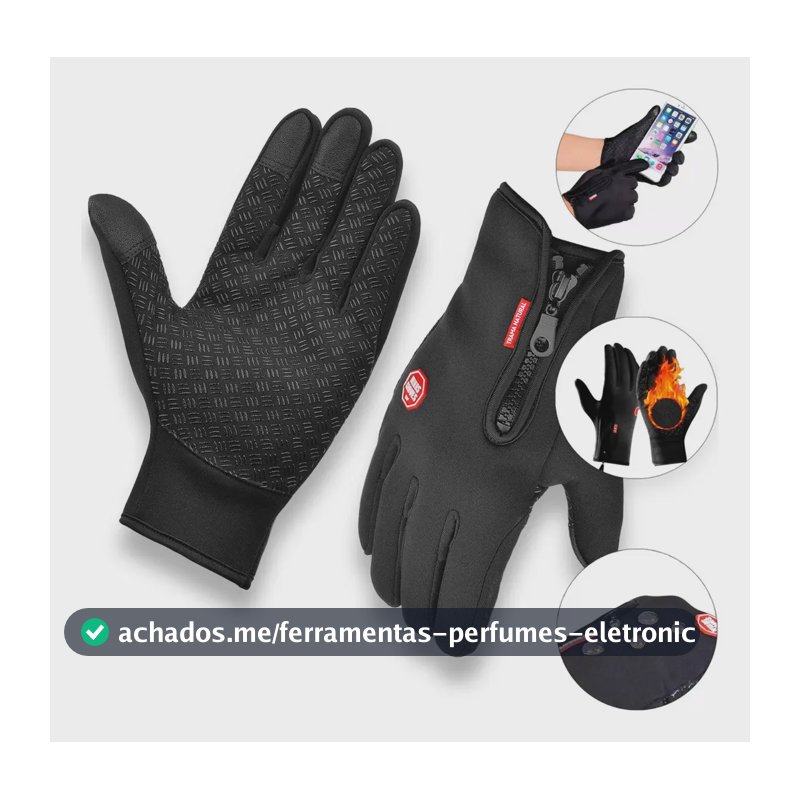 Par Luva Motoqueiro Térmica E Impermeável Com Touch Screen Cor Preto Tamanho Único
