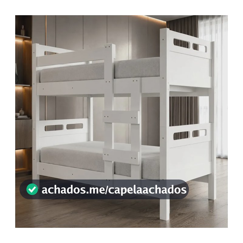 Beliche Solteiro Art Panta Branco Transformável Como Duas Camas Moderna Com Escada e Estrutura Reforçada