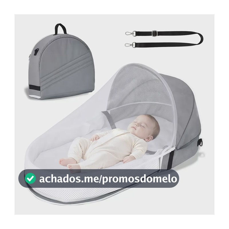 Berço Portátil Bebê Dobrável, Viagem  Camping, Proteção Projetado Para Crianças Ideal Para Uso Ao Ar Livre Cinza