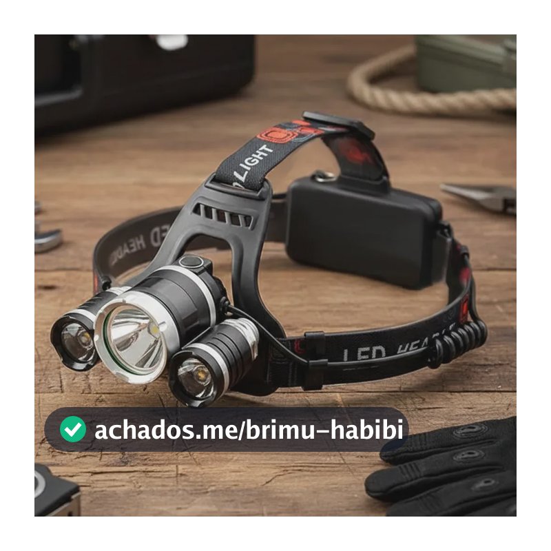 Lanterna Cabeça Recarregável 3 LED Luz Branca 4 Modos Ajustável Camping Trilha Corrida Trabalho Mãos Livres Bateria Recarregável Cabo Incluso Pro Power