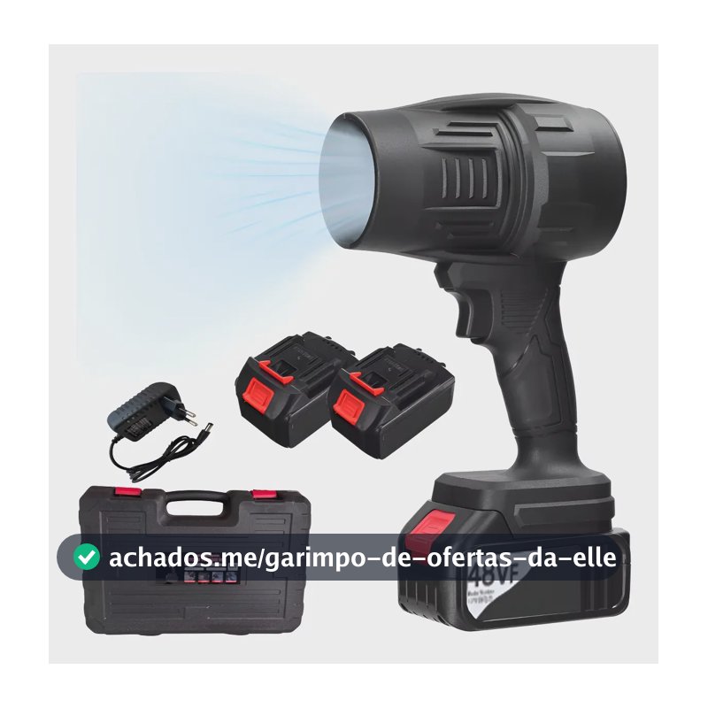 Soprador Turbo Portátil Recarregável 48v 2 Baterias + Maleta Cor Preto
