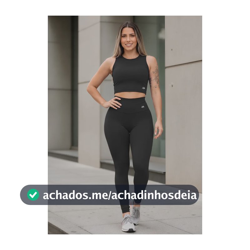 Conjunto Blackout Zero Transparência Legging E Cropped Suple Preto G