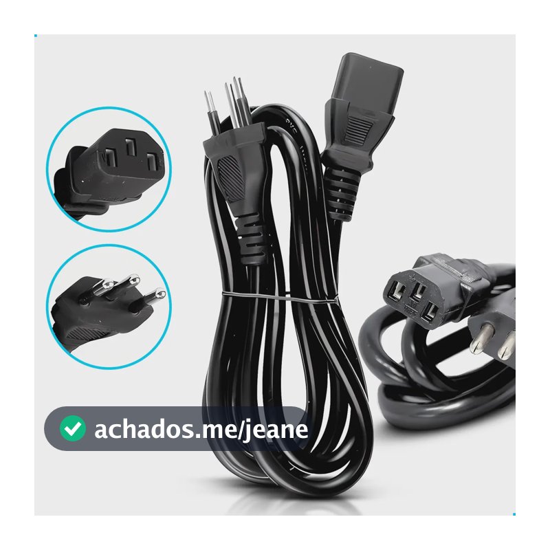 Cabo Força Pc Ac Fonte Tripolar Plug 10 Amperes 1,50m