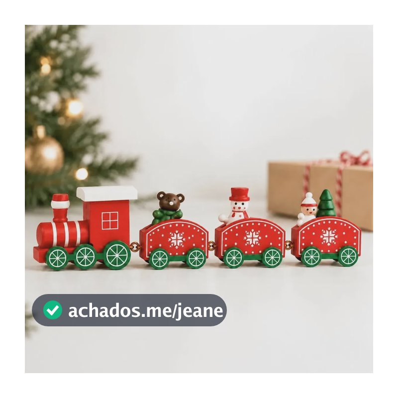 Enfeite Natal Trem De Madeira Decoração Natalina Brinquedo Vermelho Trem Natalino
