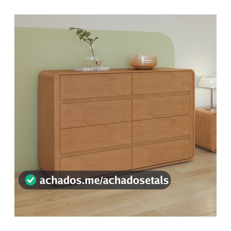 Cômoda Móveis Lopas Easy Like 8 Gavetas de MDF Amêndoa Clean