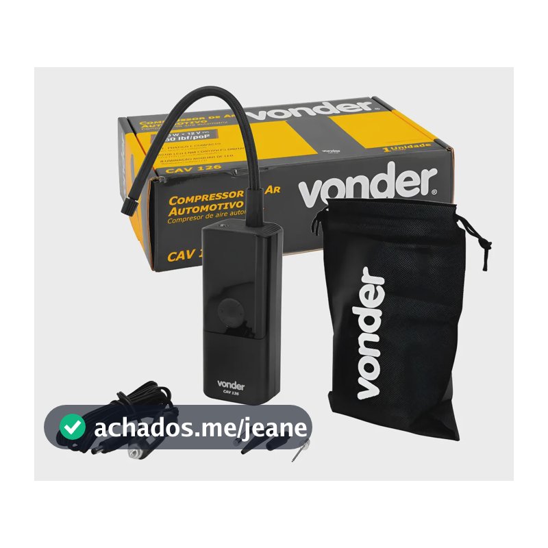 Compressor Ar Portátil Automotivo 12v Ate 150psi Vonder Nf Preto 12v