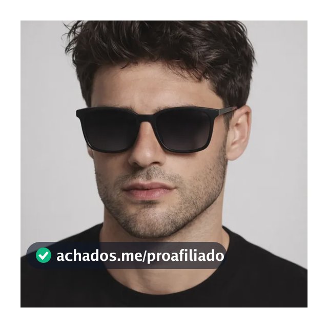 Óculos De Sol Quadrado Preto Fosco Unissex Proteção Uv400