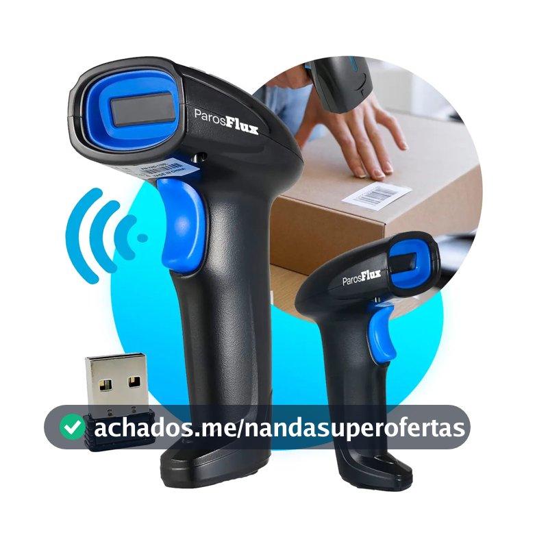 Leitor Código De Barras Sem Fio Usb De Mão Bar Code Scanner 1d Laser Linear Cor Preto