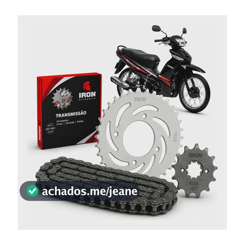 Kit Transmissão Relação Crypton 115 Aco 1045 Reforçado Iron Kit Relacao Crypton 115 2010 2011 2012 2013 2014 2015 2016