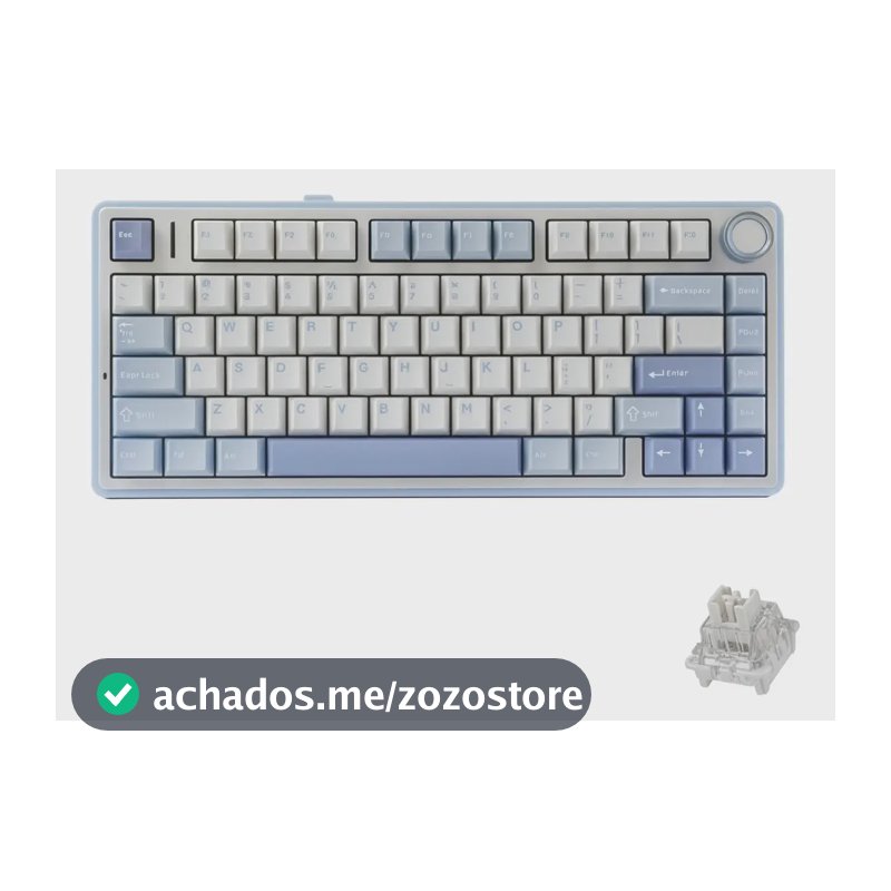 Teclado Aula F75 Sem Fio Mecânico Tri Mode Hot Swap Cor de teclado Azul Sal Marinho Idioma Inglês US