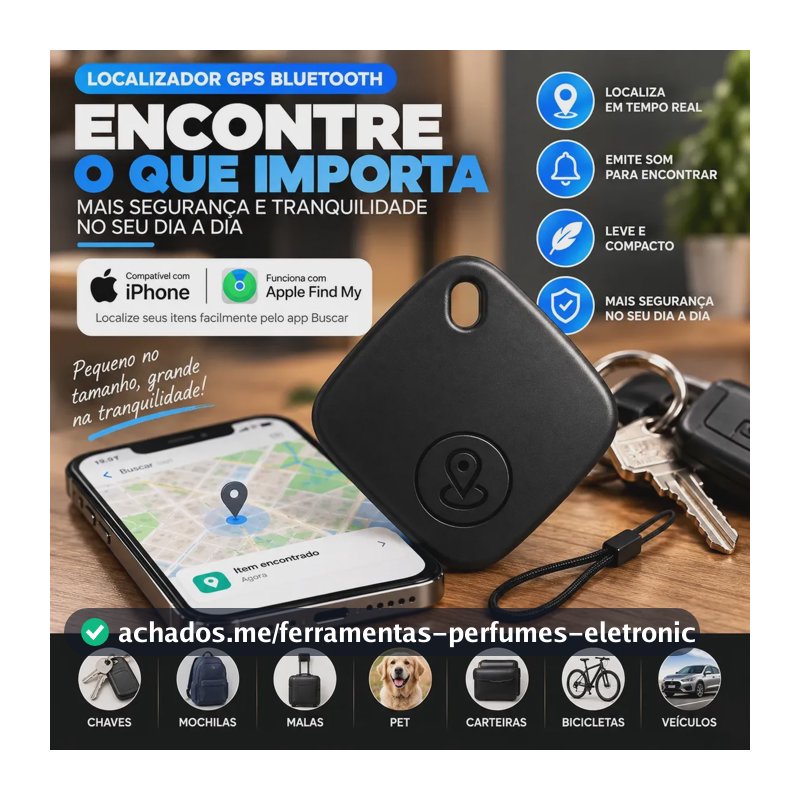 Mini Localizador Gps Smart Tag Compatível IOS Rastreador Preto/branco