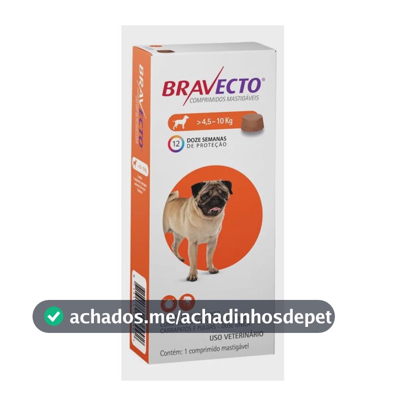 Bravecto Antipulgas e Carrapatos MSD para Cães de 4,5 a 10 kg
