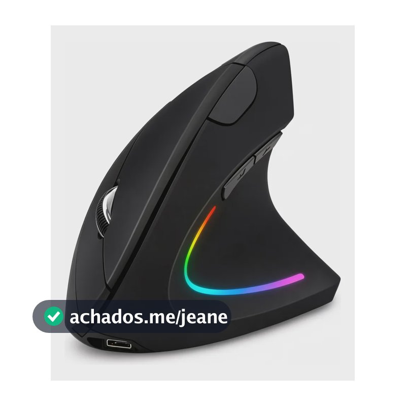 Mouse Vertical Ergonômico Sem Fio Recarregável Bluetooth Usb Preto