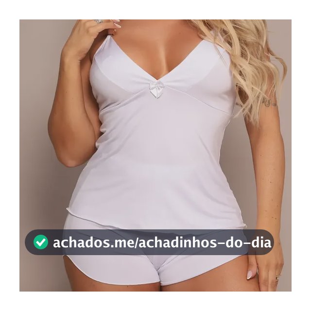 Pijama Baby Doll Short Básico Liso Confortável Sensual Leve