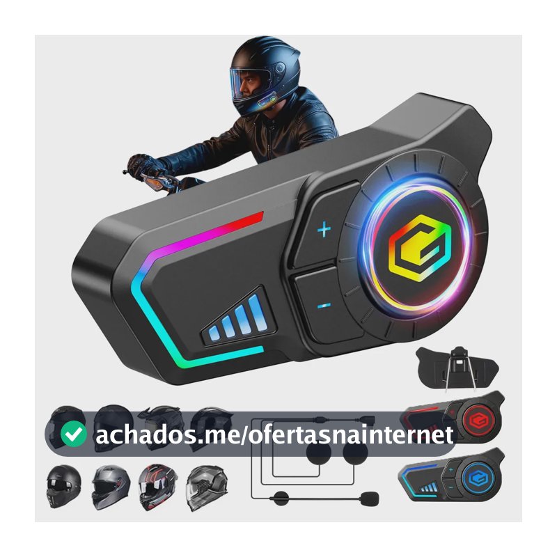 Intercomunicador Gearelec Bluetooth 5.3 Para Capacete de Moto, Com Bateria 1000mAh e À Prova D'Água IP67