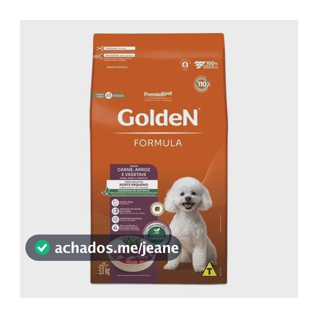 Golden Cães Adultos De Porte Pequeno Carne E Arroz 3kg