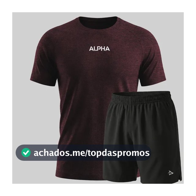 Kit Bermuda Lobo+camiseta Dry Fitness Academia Alpha
