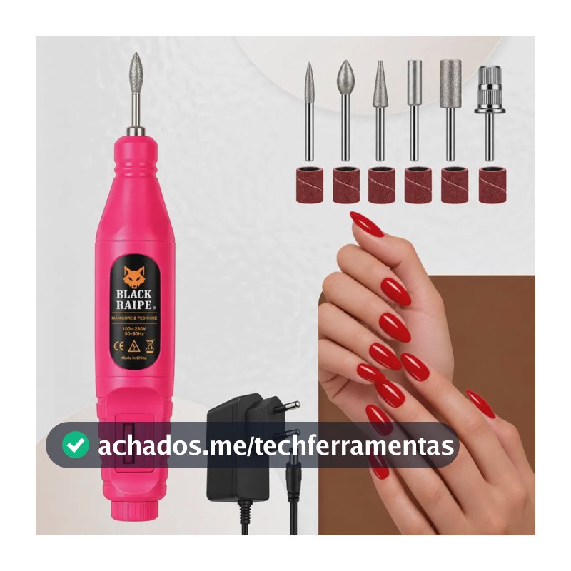 Lixadeira Elétrica Profissional para Unhas de Gel e Acrigel Black Raipe, Bivolt