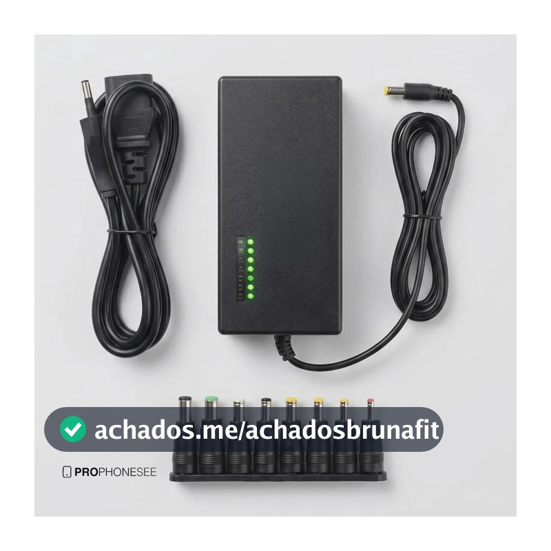 Fonte Carregador Notebook Universal Pinos Turbo 120W Bivolt Compatível Lenovo Dell Positivo Acer Sony Vaio Samsung Plug Alimentacao Tensao Ajustável 12v 24v Laptop Cabo Fio Resistente Segura