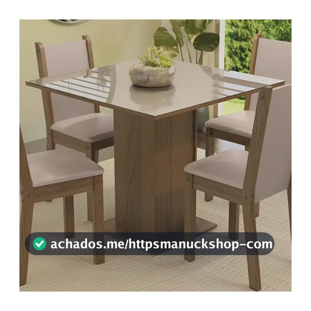 Sala De Jantar Mesa Tampo De Vidro 4 Cadeiras Tifani Madesa Cor Rustic/Crema/Sintético Bege XMMDJA040165